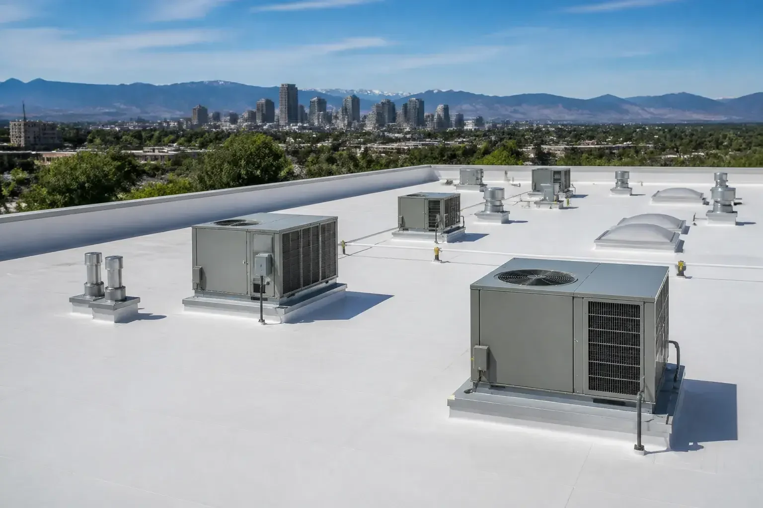 Finished commercial roof on a Denver building