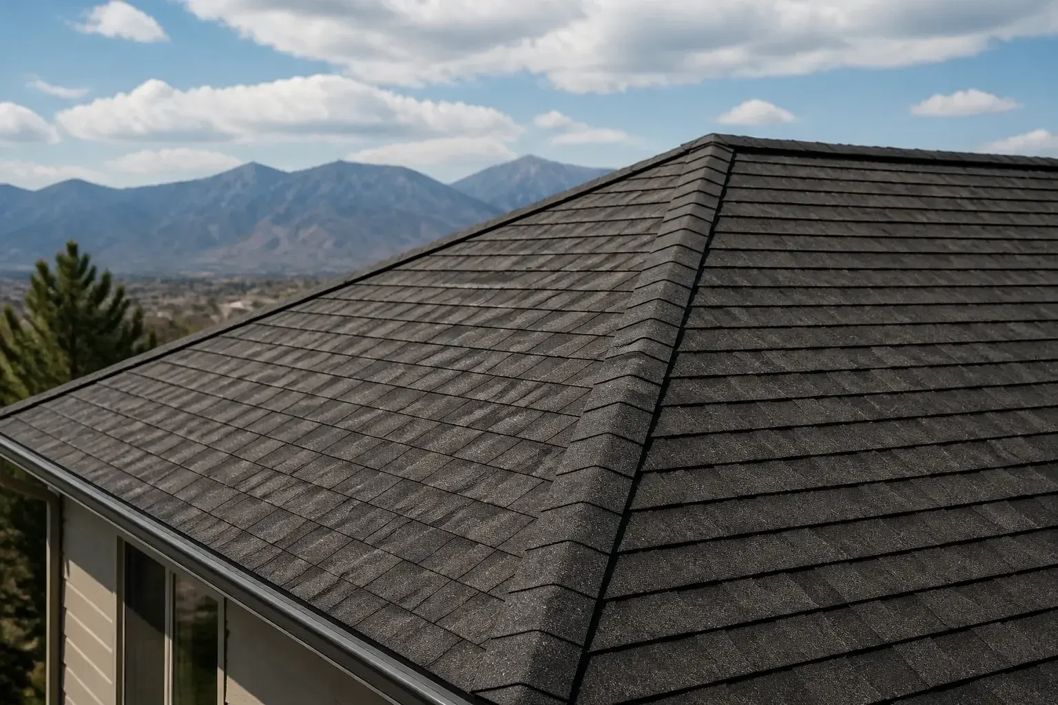 Uniform asphalt shingles on a finished home roof