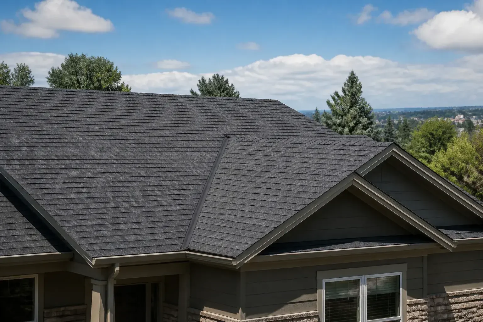 Restored roofline after storm damage repair