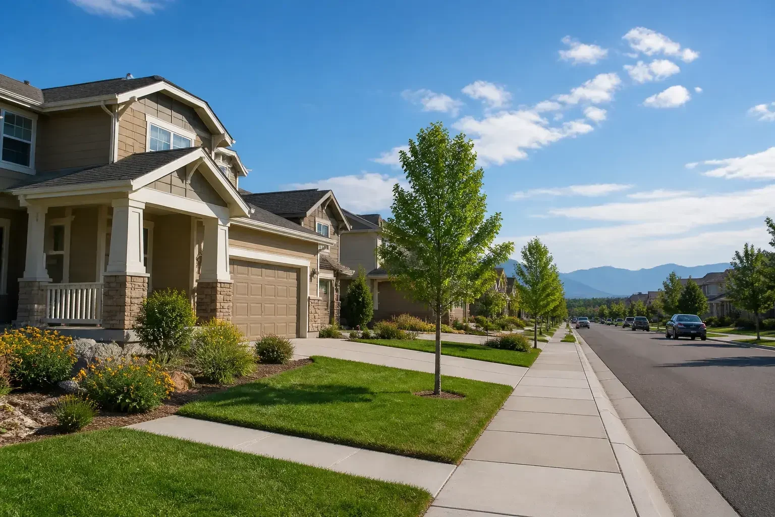 Aurora suburban neighborhood with open skies